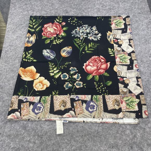 Patricia Spratt Tablecloth Black Multicolor Floral‎ Flowers Home Connecticut NWT - Picture 5 of 12
